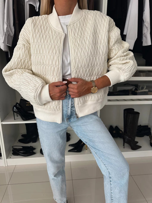 solid color embroidery short zip jacket, view 7 - MRSLM