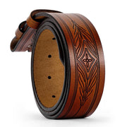 genuine leather vintage embossed western belt, view 5 - MRSLM
