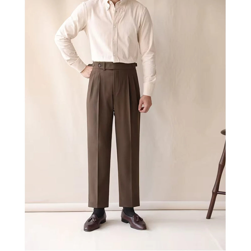 men's high waist straight leg trousers, view 2 - MRSLM
