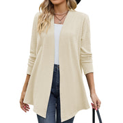 women's cotton twist knit long sleeve coat, view 7 - MRSLM