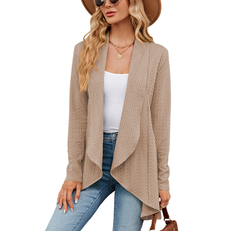 women's solid color loose cardigan top, view 7 - MRSLM