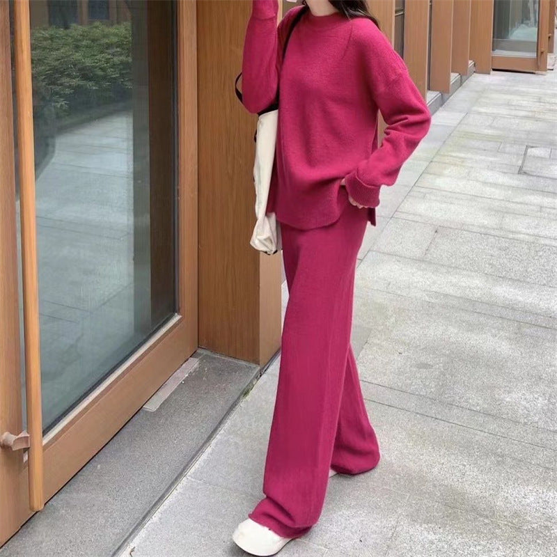 round neck knit sweater and trousers set, view 3 - MRSLM