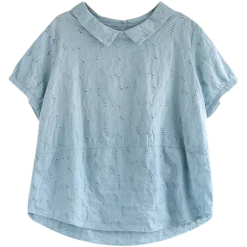 women's retro loose cotton top, view 5 - MRSLM