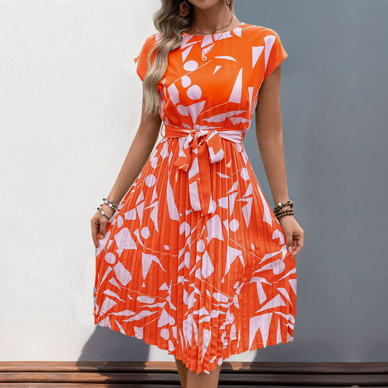 geometric pleated summer dress, view 11 - MRSLM