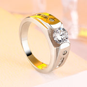 men's geometric sterling silver ring, view 3 - MRSLM