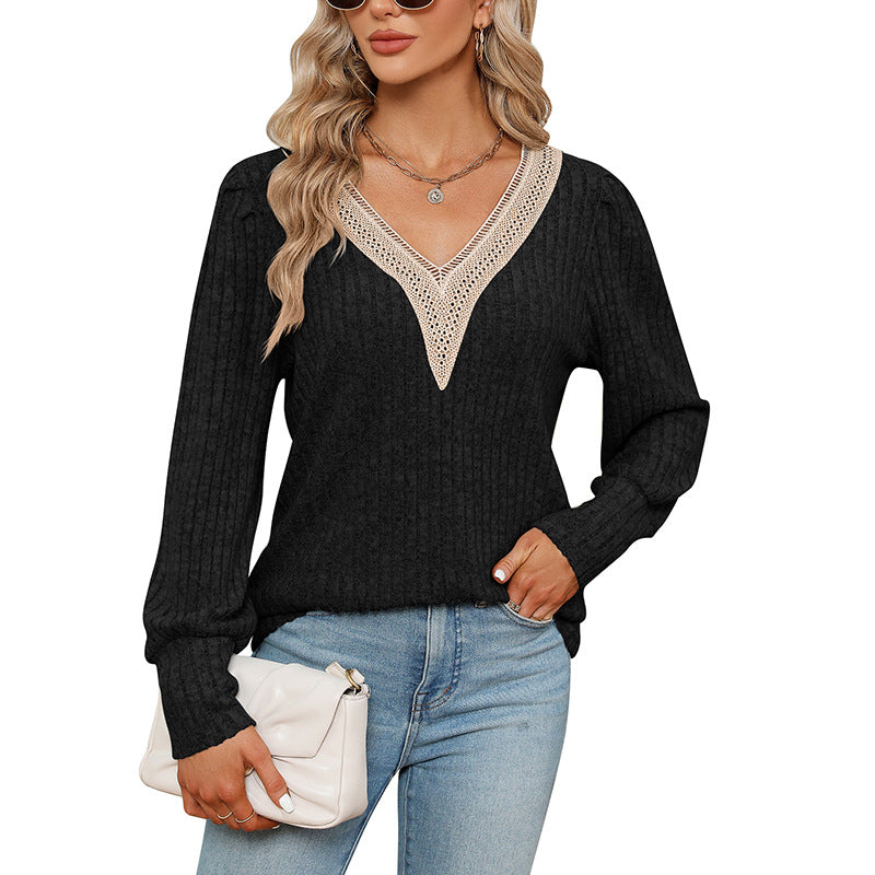 brushed sunken stripe loose long sleeve t-shirt, view 3 - MRSLM