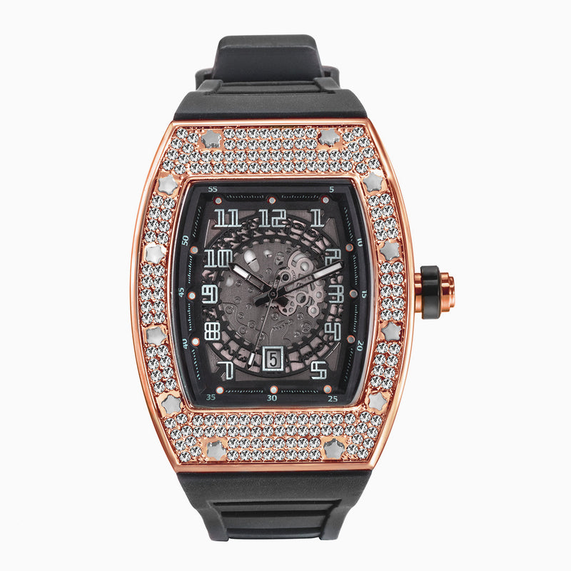 full crystal tonneau men's quartz watch, view 5 - MRSLM