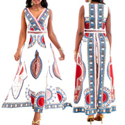 printed V-neck jumpsuit, view 8 - MRSLM