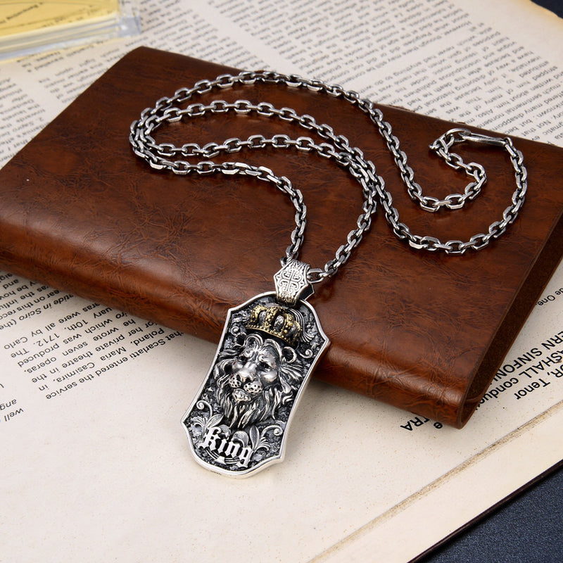 S925 sterling silver lion king pendant necklace, view 2 - MRSLM