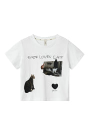cat letter print crew neck cotton t-shirt, view 2 - MRSLM