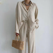 long sleeve top and straight leg pants set, view 2 - MRSLM