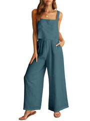 cotton linen camisole and wide leg pants set, view 7 - MRSLM