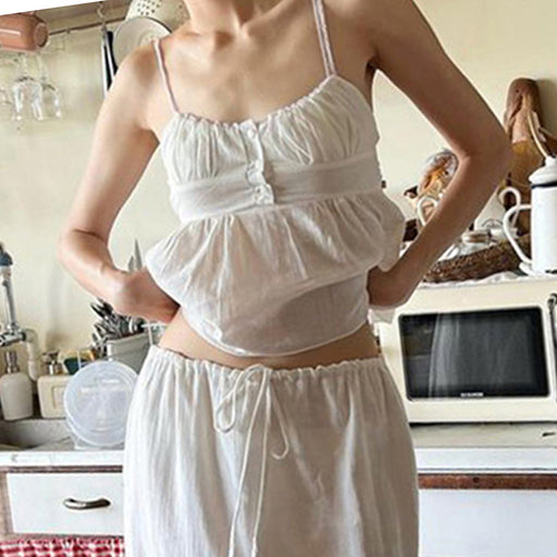 women's white square neck backless cami top - MRSLM
