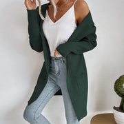 women's sunken stripe knit hooded cardigan, view 8 - MRSLM