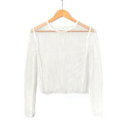 women's mesh rhinestone long sleeve top, view 8 - MRSLM
