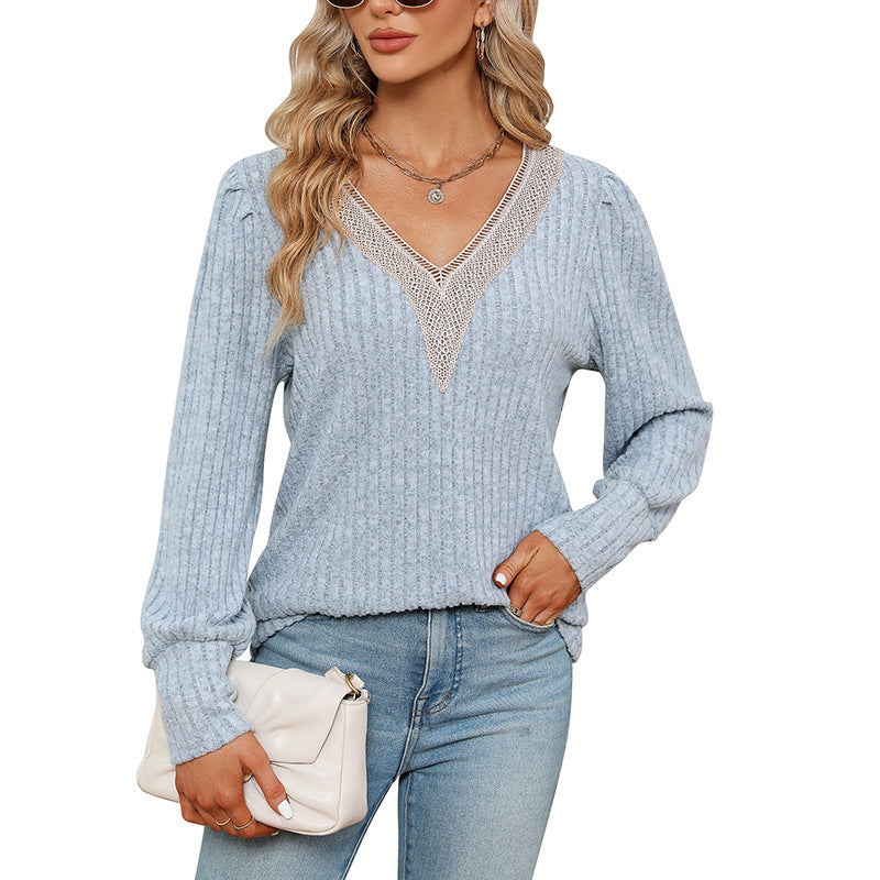 brushed sunken stripe loose long sleeve t-shirt, view 4 - MRSLM