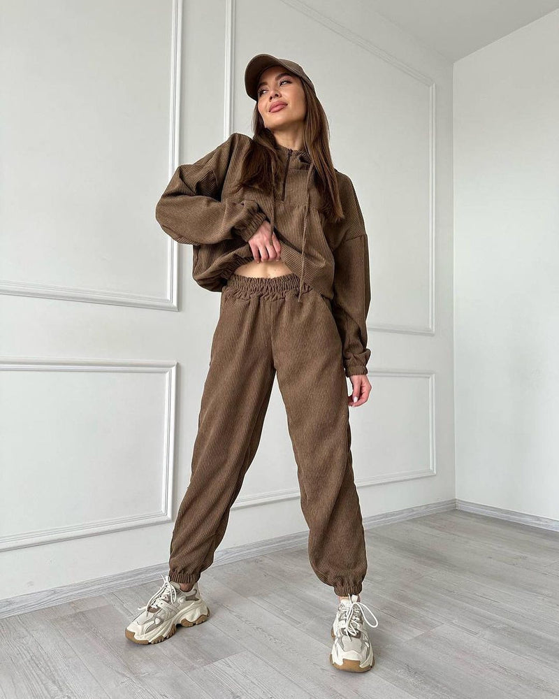 women's hooded zip top and trousers set, view 2 - MRSLM