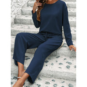 plaid long sleeve lace-up top and pants set, view 10 - MRSLM