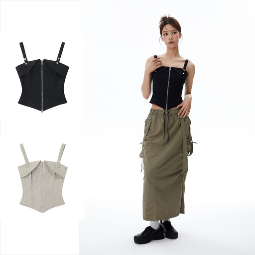 women's slim fit zipper vest - MRSLM