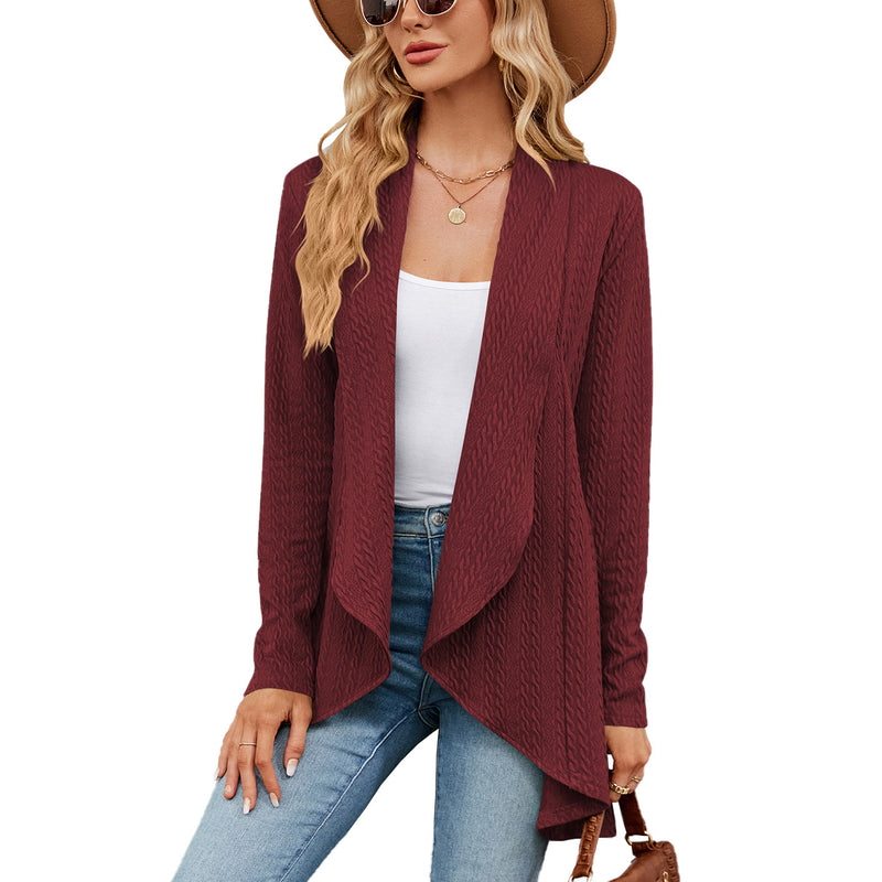women's solid color loose cardigan top, view 6 - MRSLM