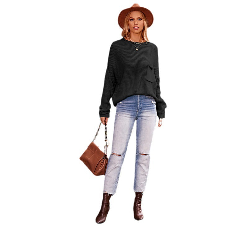 women's batwing sleeve turtleneck sweater, view 2 - MRSLM