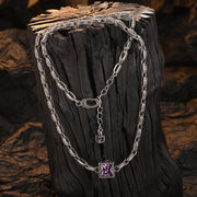 925 silver zircon retro necklace, view 2 - MRSLM