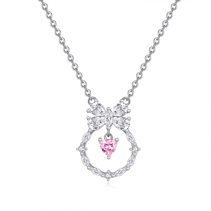 925 silver heart zircon pendant necklace, view 6 - MRSLM