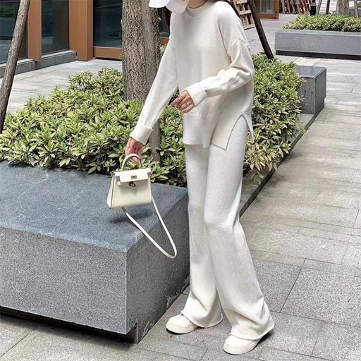 round neck knit sweater and trousers set - MRSLM