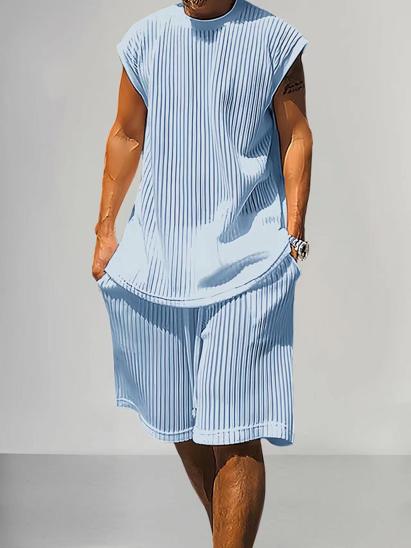 men's summer vest and shorts set, view 8 - MRSLM