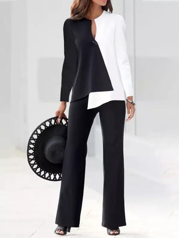 women's chiffon loose top and trousers suit, view 8 - MRSLM