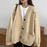 women's embroidered v-neck cardigan sweater, view 4 - MRSLM