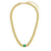 Cuban link chain necklace with zircon pendant, view 3 - MRSLM