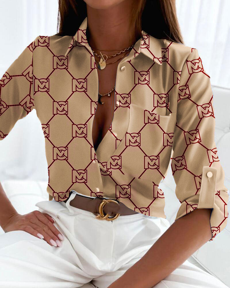 women's long sleeve printed cardigan shirt, view 4 - MRSLM