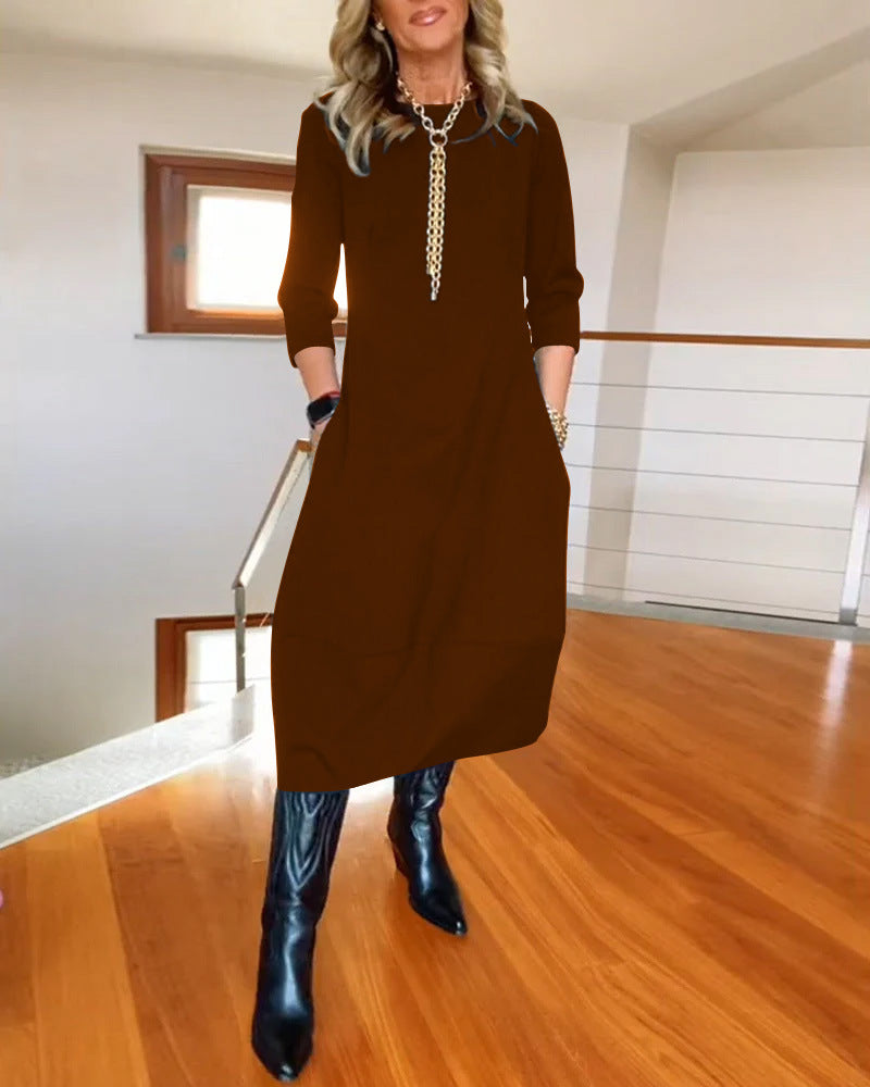 Loose long-sleeve maxi dress, view 10 - MRSLM