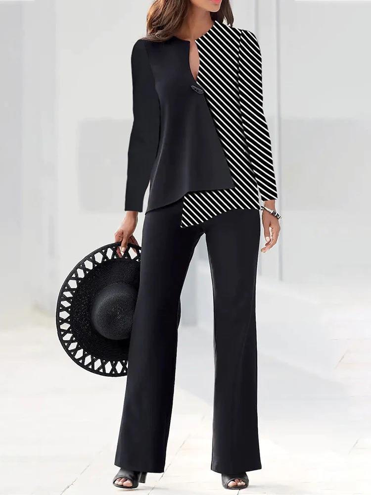 women's chiffon loose top and trousers suit, view 7 - MRSLM