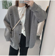 women's embroidered v-neck cardigan sweater, view 3 - MRSLM