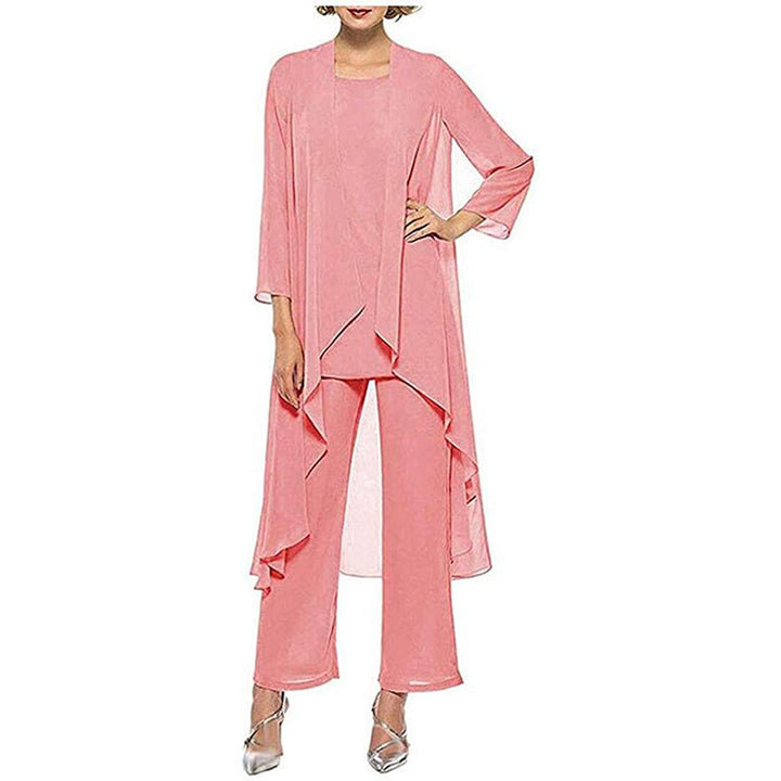 Summer New Chiffon Cardigan Fashion Slim Fit Slimming Mom's Three-piece Suit