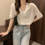 women's v-neck short sleeve loose t-shirt - MRSLM