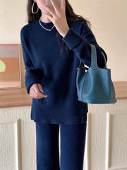 round neck knit sweater and trousers set, view 5 - MRSLM