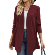 women's cotton twist knit long sleeve coat, view 5 - MRSLM