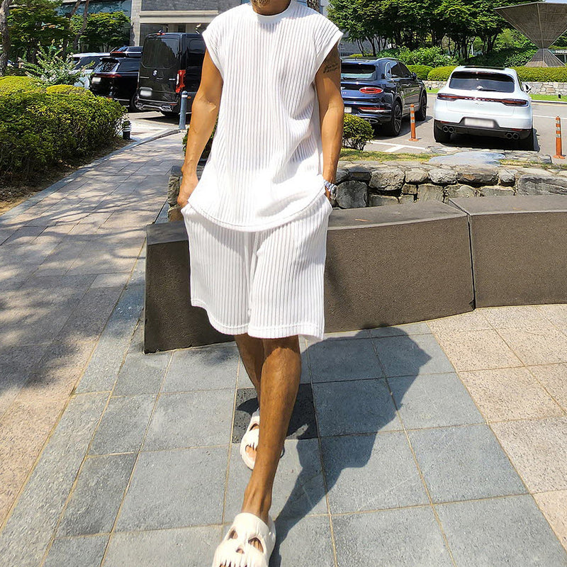 men's summer vest and shorts set, view 6 - MRSLM