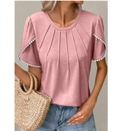 women's tulip sleeve tassel t-shirt, view 2 - MRSLM