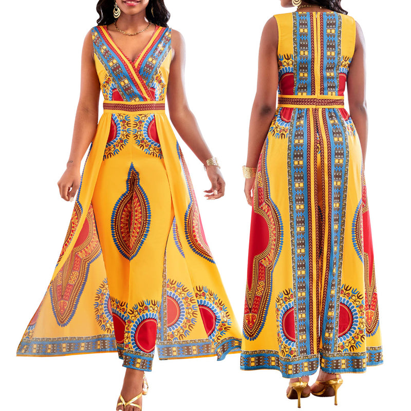printed V-neck jumpsuit, view 7 - MRSLM