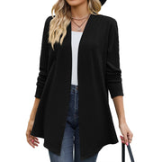 women's cotton twist knit long sleeve coat, view 3 - MRSLM