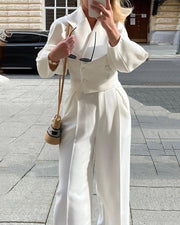 lantern sleeve large lapel coat and pants suit, view 5 - MRSLM