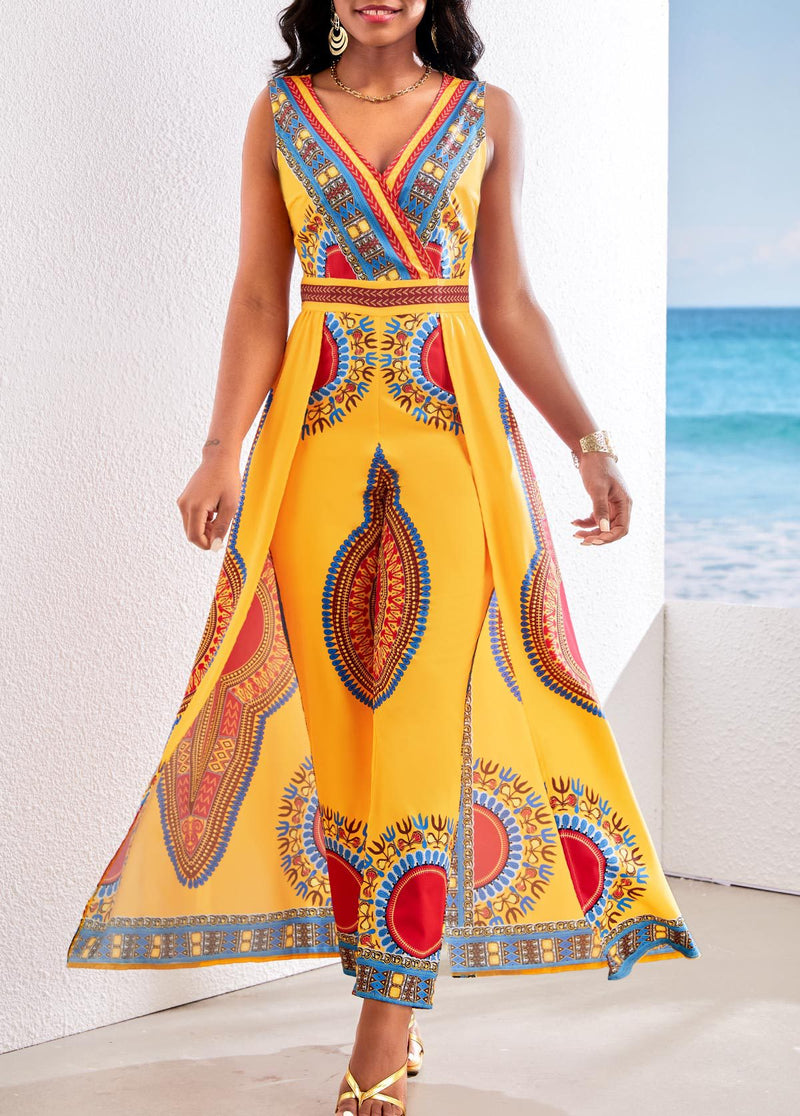 printed V-neck jumpsuit, view 5 - MRSLM