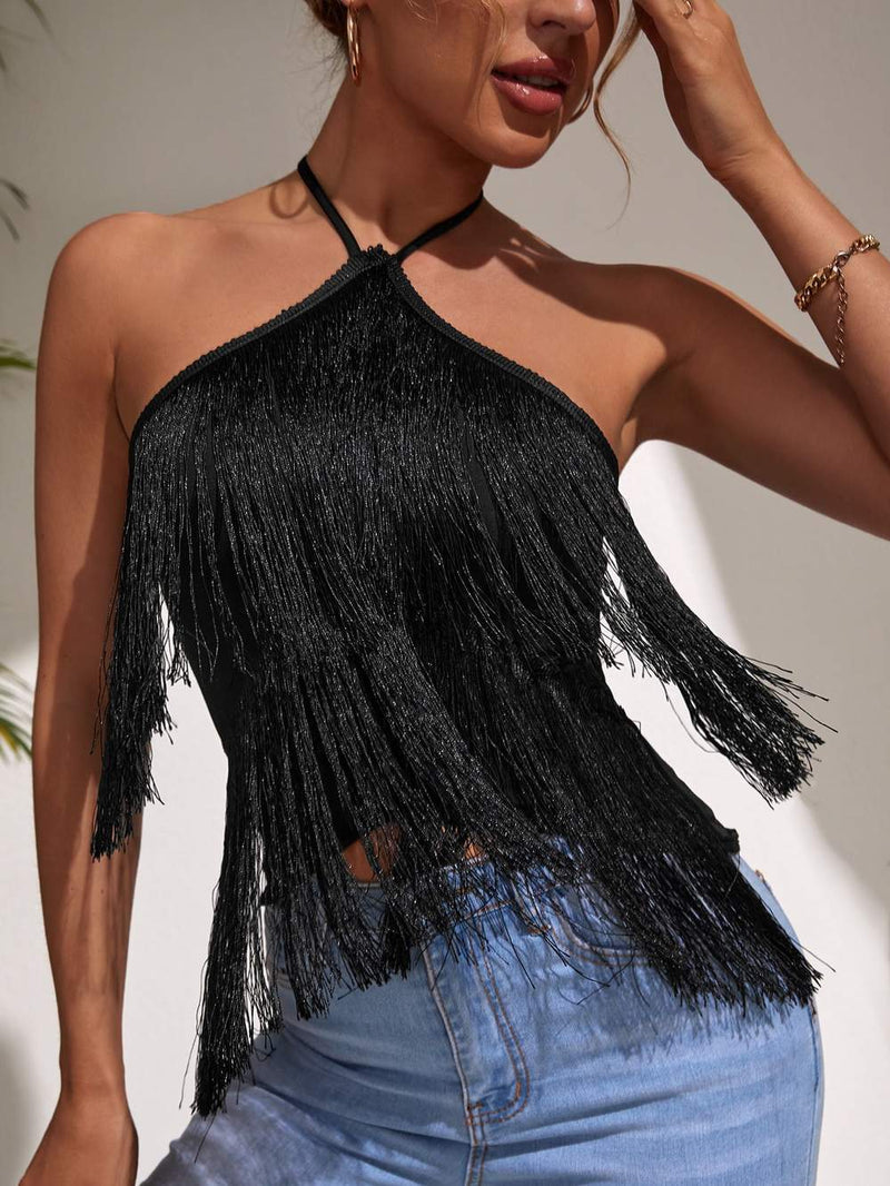 tassel suspender halter sling top, view 6 - MRSLM