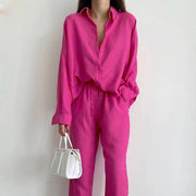 long sleeve top and straight leg pants set, view 4 - MRSLM