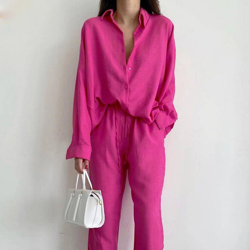 long sleeve top and straight leg pants set, view 4 - MRSLM