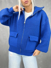 women's zipper knitted cardigan, view 4 - MRSLM
